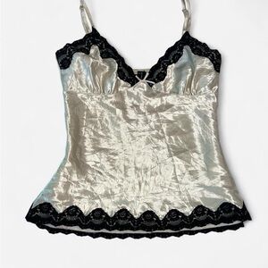 Y2K champagne gold black lace cami top ⭐️